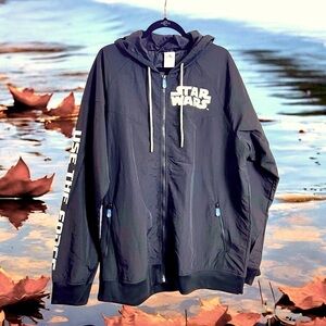 Star Wars Use The Force Black XL Hooded  Windbreaker‎ Full Zip Nylon NEW